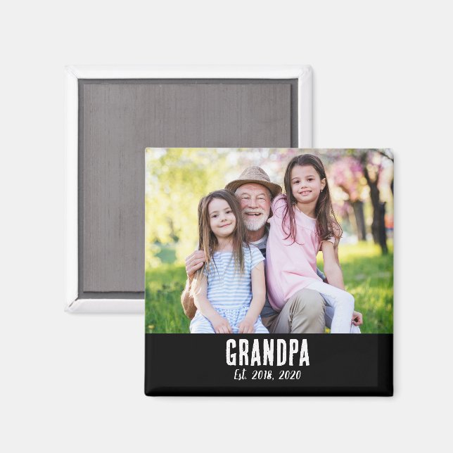 Morfar etablerade foto presentmagnet magnet (Front/Back)