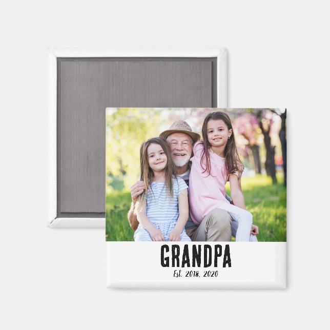 Morfar etablerade foto presentmagnet magnet (Front/Back)