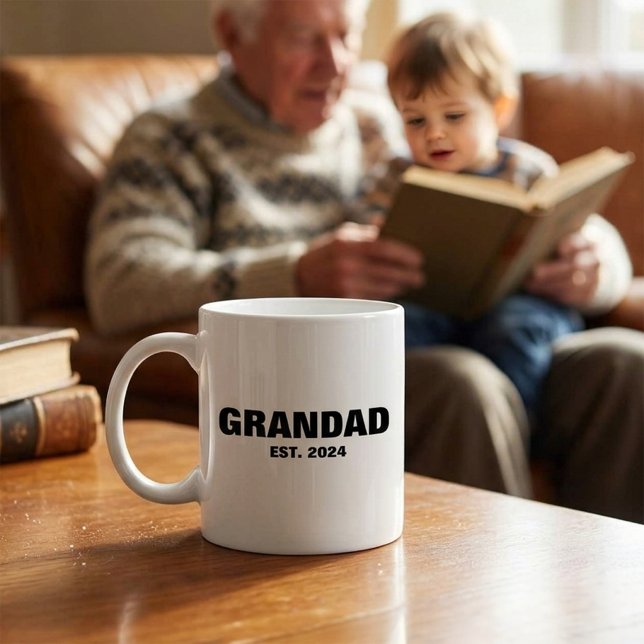 Morfar etablerade modern fet typsnittspresent kaffemugg (Grandad Established Modern Bold Typography Gift)