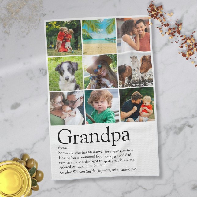 Morfar Farfar Definition 9 Foto Kökshandduk (Grandpa Grandfather Definition 9 Photo Kitchen Towel)