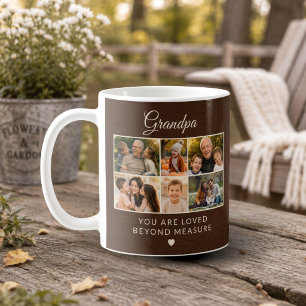 Morfar Faux Leather Fars Dag 6 Familjefoto Kaffemugg