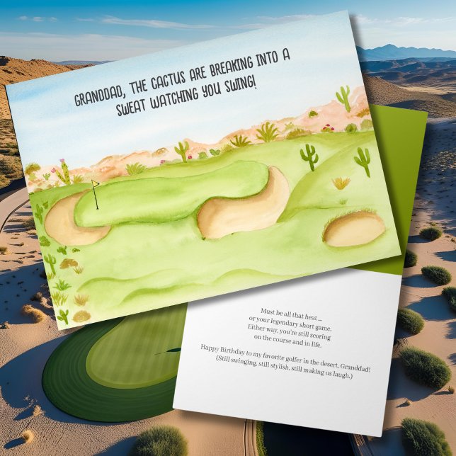Morfar, Födelsedags öken golfbana akvarell Kort (Skapare uppladdad)