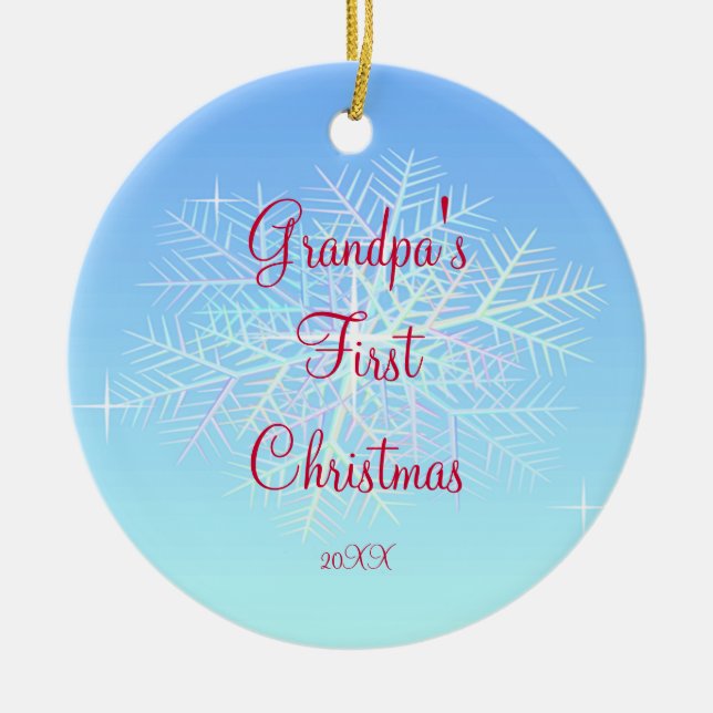 Morfar första prydnad för julSnowflake Julgransprydnad Keramik (Framsidan)