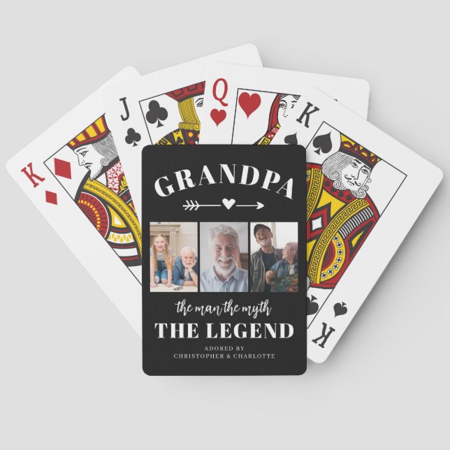 Morfar Foto Collage Modernt Minnesgåva Casinokort (Baksidan)
