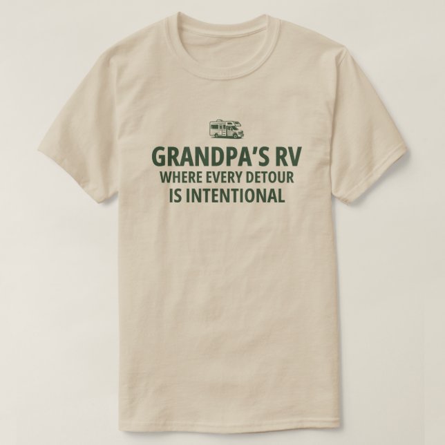 Morfar husvagn rolig camping present för resor t shirt (Design framsida)