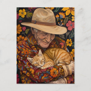 Morfar och hans katt vykort