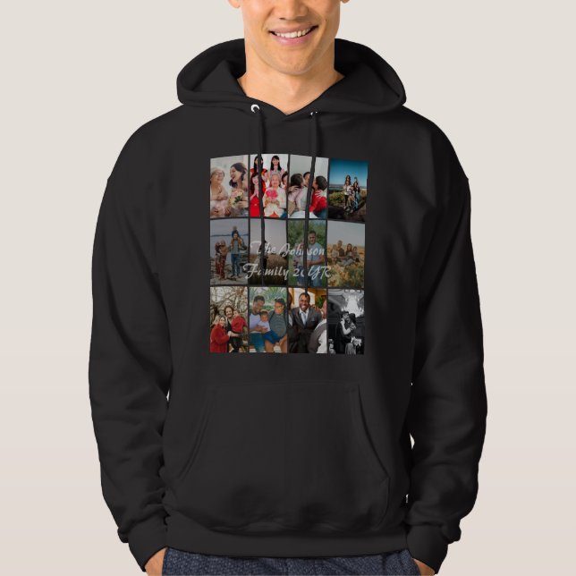 Morfar och mormor 12 Foto Minnes Collage Mall Hoodie (Framsida)