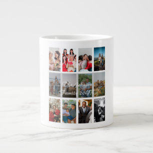 Morfar och mormor 12 Foto minnes collage mall Jumbo Mugg