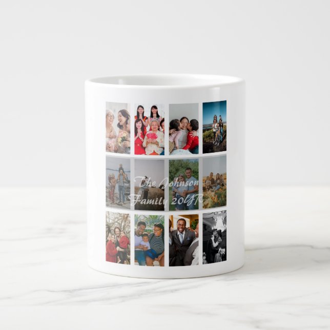 Morfar och mormor 12 Foto minnes collage mall Jumbo Mugg (Framsidan)