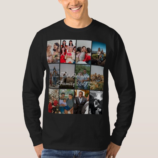 Morfar och mormor 12 Foto minnes collage mall T Shirt (Framsida)
