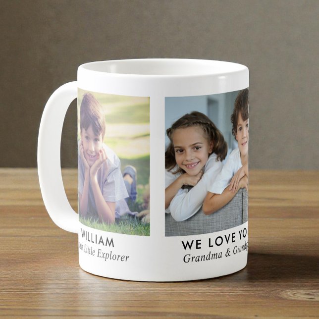 Morfar- och mormor 3 Foto Kaffemugg (Grandparents 3 Photo Coffee Mug)