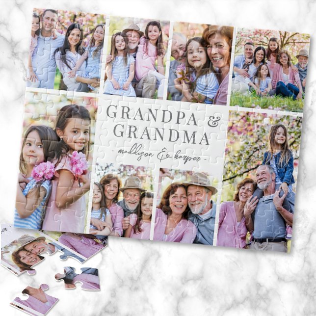 Morfar- och mormor-fotocollage pussel (Grandparents Photo Collage jigsaw puzzle)
