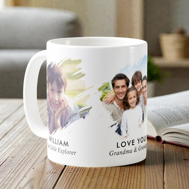 Morfar och mormor penseldrag 3 Foto Kaffemugg (Grandparents Brushstroke 3 Photo Coffee Mug)