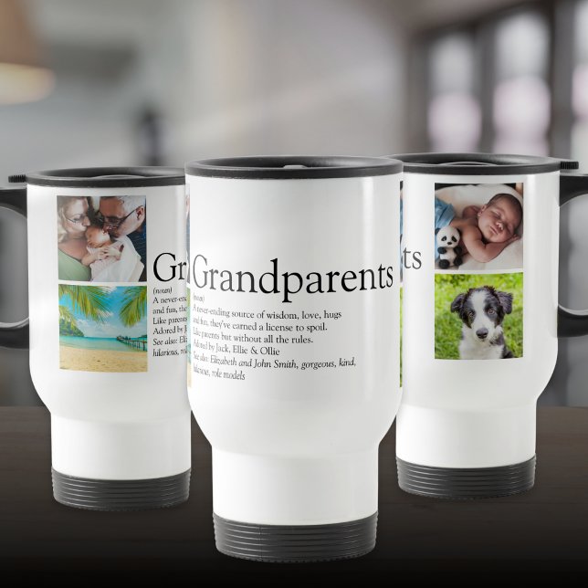 Morfar- och mormordefinition Foto Collage Resemugg (Grandparents Definition Photo Collage Travel Mug)
