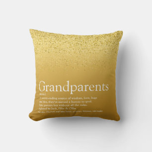 Morfar- och mormordefinition Guld Glitter Kul Glam Kudde