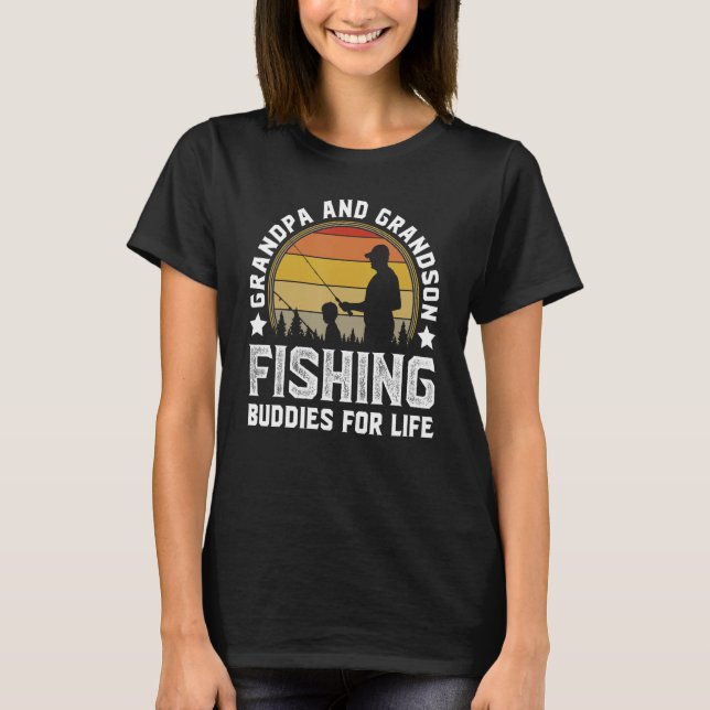 Morfar och morson Fishings Buddies for Life Mat T Shirt (Framsida)