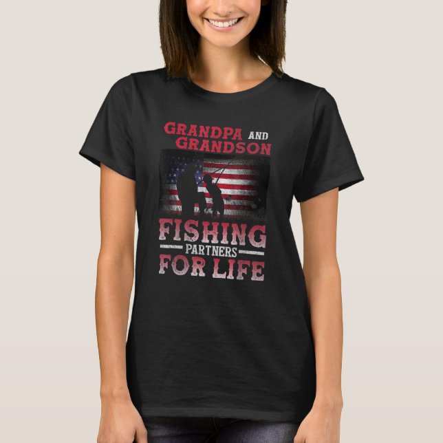 Morfar och sonson fiske partners Fars dag T Shirt (Framsida)