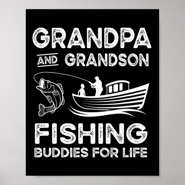 Morfar och sonson fiskebuddies för alltid-gåva poster (Framsidan)