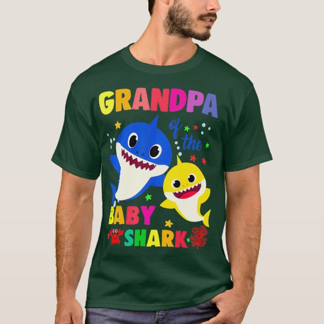 Morfar på Baby-hajens födelsedagshaj T Shirt (Framsida)