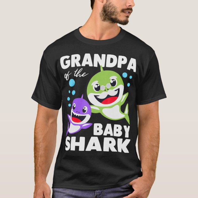 Morfar på Baby-hajens födelsedagshaj T Shirt (Framsida)