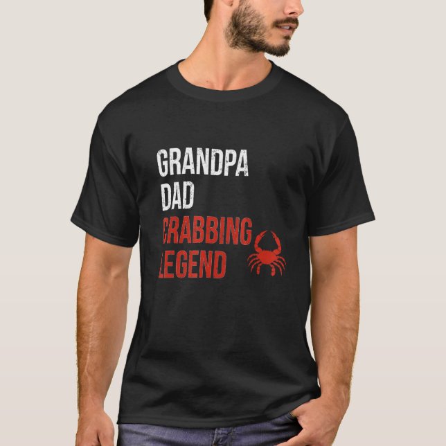 Morfar Pappa Crabbing Legend Crab Fisher Crab Cat T Shirt (Framsida)