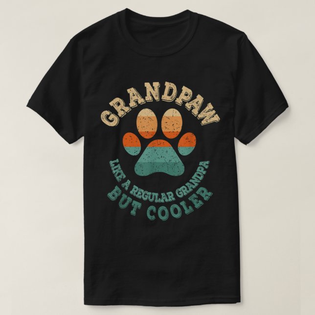Morfar Retro Paw Print-Gåva T Shirt (Design framsida)