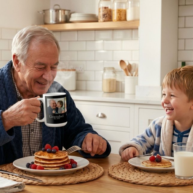 Morfar Set. Minimal Vit Fet Text 3 Foto Kaffemugg (Skapare uppladdad)