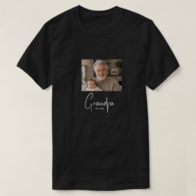 Morfar Setade Gåva Foto T Shirt (Design framsida)