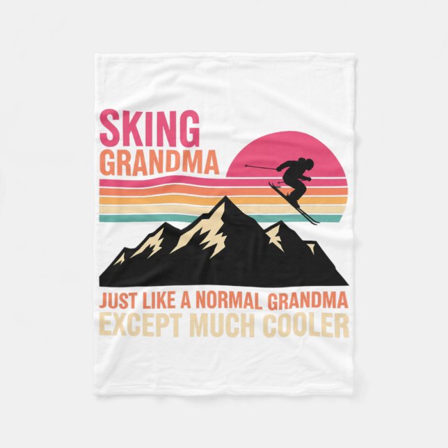Morfar Skidåkning Mormor Precis Som En Vanlig Morm Fleecefilt (Framsidan)