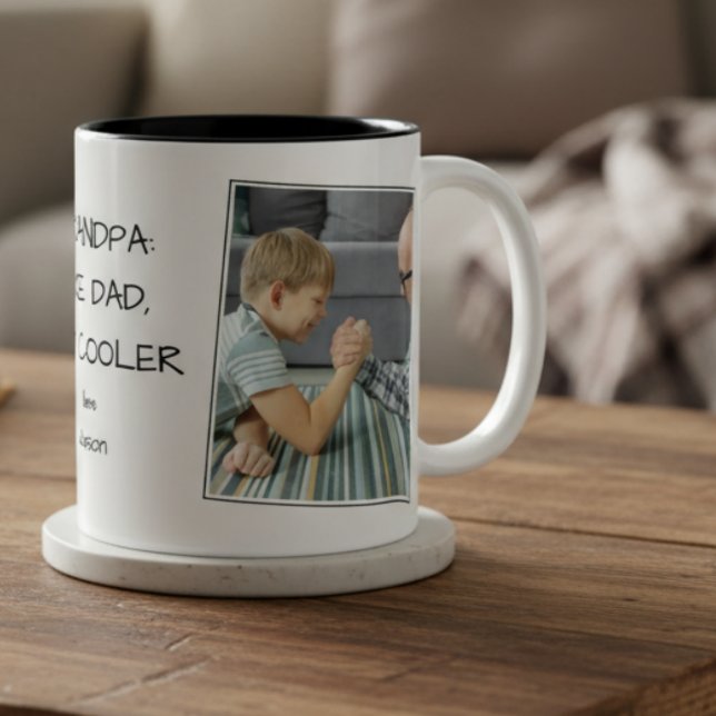 Morfar som pappa men coolare foto namn Två-Tonad mugg (Skapare uppladdad)