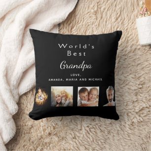 Morfar, svart fotokollage kudde