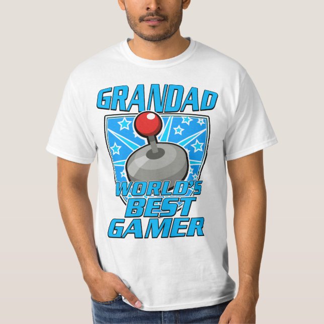 Morfar Världens bästa gamer retro logotyp T Shirt (Framsida)