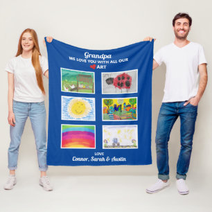Morfar Vi Kärlek dig, Barnbarn Art Teckning Anpass Fleecefilt