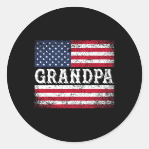 Morfar Vintage Usa Flag Patriotisk 4:e Juli  Runt Klistermärke