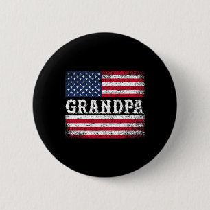 Morfar Vintage Usa Flagga Patriotisk 4:e Juli Knapp