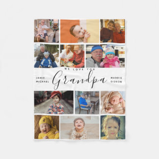 morfar We Kärlek You | Modern Heart Photo Collage Fleecefilt