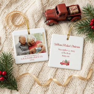 Morfars och mormors första jul Ny bebis foto Julgransprydnad Keramik