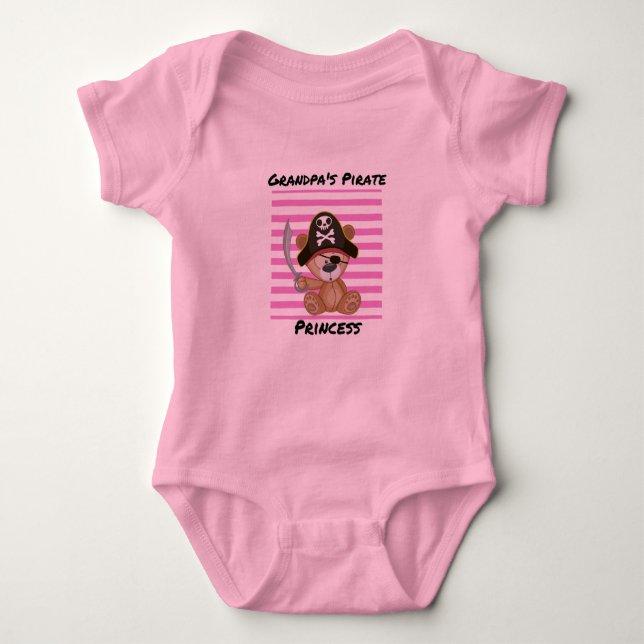 Morfars Pirat prinsessan Baby Tutu Bodydräkt Tee Shirt (Framsida)