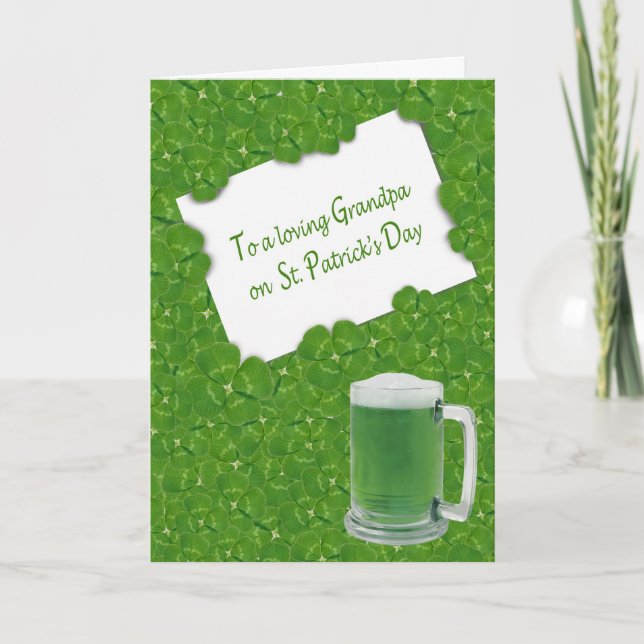 Morfars St. Patricks Day Fyrabladiga Klöver Kort (Framsida)