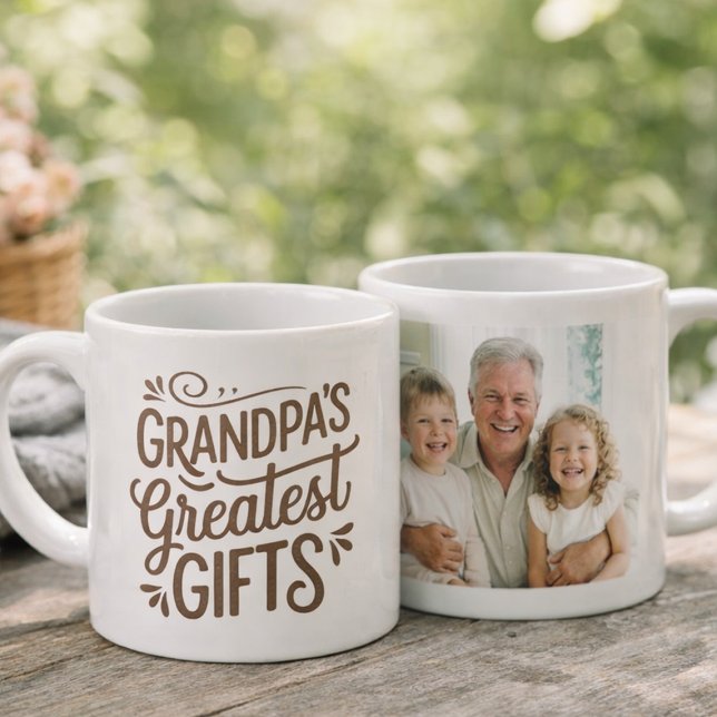 Morfars största presenter Foto specialmugg Espressomugg (Personalized Grandpa Photo Mug – Granddad’s Greatest Gifts Coffee Cup)