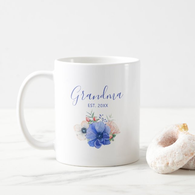 Morfarsdag present | Akvarell Blommig Mormor Kaffemugg (Med munk)