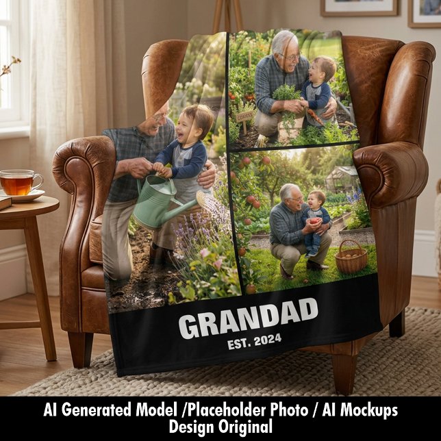 Morfarsdagen Morfar Foto Filt Present (Grandparents Day Grandad Photo Blanket Gift)