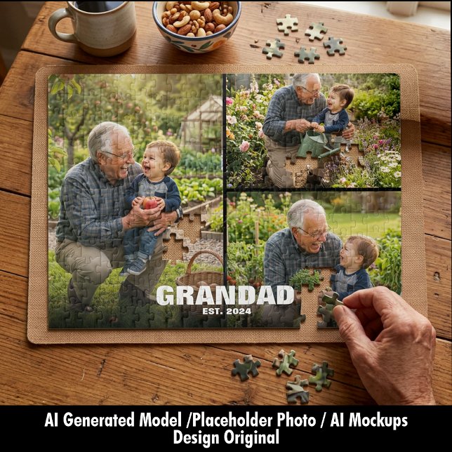 Morfarsdagen Morfar Foto Present Pussel (Grandparents Day Grandad Photo Gift Jigsaw Puzzle)