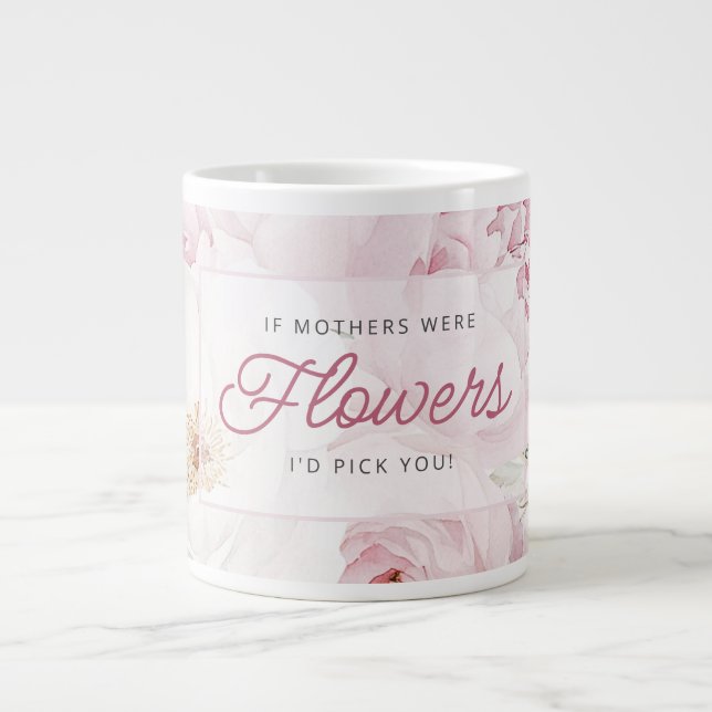 Morfdagsblommor för Peony Blommor Jag Skulle Välja Jumbo Mugg (Framsidan)