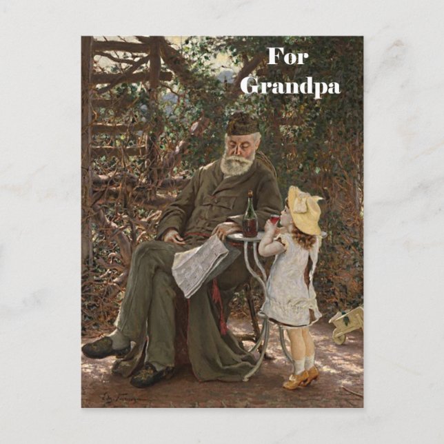 Morförälderns morfar Grandpa Granddotters målning Vykort (Framsida)