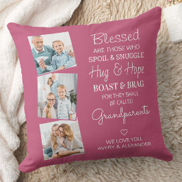 Morföräldrar 3 Foton Grandma Grandpa Keepsaké Kudde