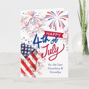 Morföräldrar 4:e juli Patriotic Fireworks Kort