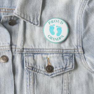 Morföräldrar Badge - Proud Grandpa Blue Feet Boy Knapp