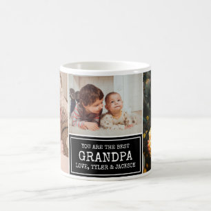 Morföräldrar Day Grandpa Black 3 Photo Collage Kaffemugg
