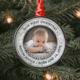 Morföräldrar första jul ett Photo Faux Marble Julgransprydnad Metall